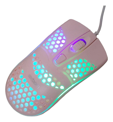 Mouse Colmeia Ultra Leve Gamer Óptico Usb Exbom Ms-c32 Rosa