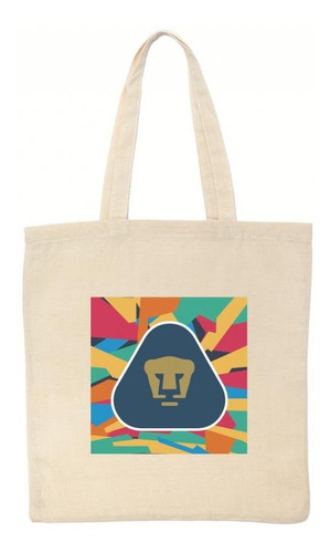 Bolsa Tote Pumas Multicolor Color Beige Diseño de la tela Liso