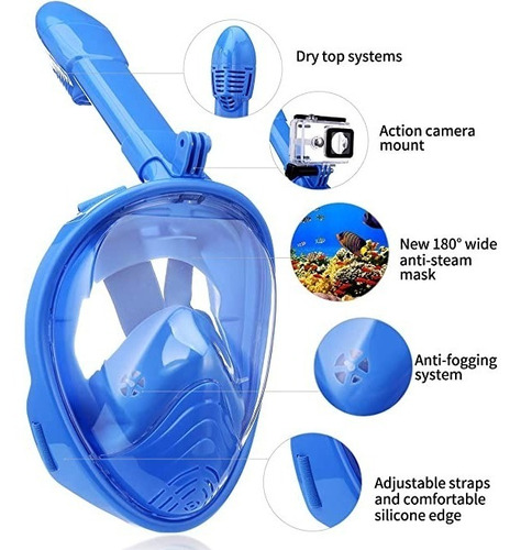 Imagen 2 de 6 de Máscara De Buceo Antiniebla Snorkel Caracompleta Para Niños