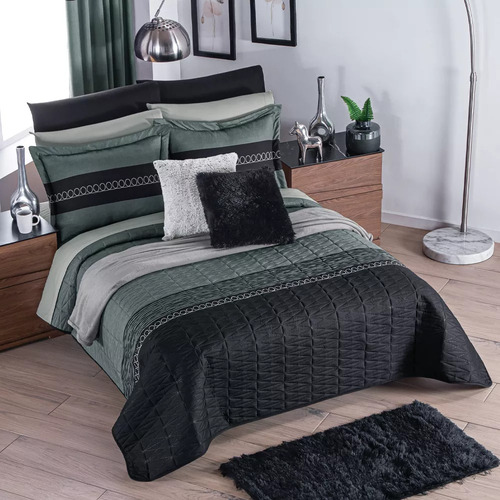 Edredón Neo Ónix Qs C/fundas + Sábanas, Cortinas Concord