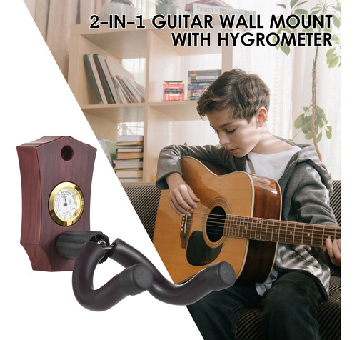 Soporte De Pared Para Guitarra 2 En 1 Con Higrómetro Para In