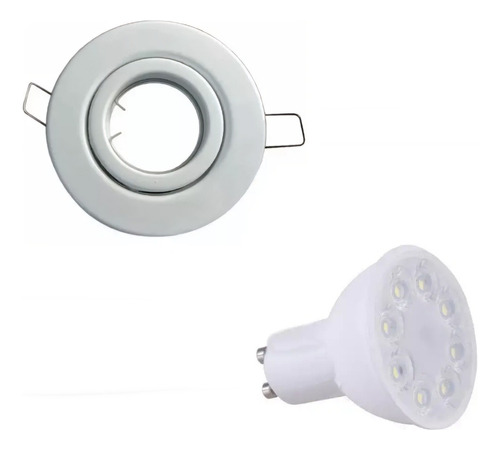 Spot Embutir Gu10 Chapa Blanco Con Lamp Dicro Led 7w Candil