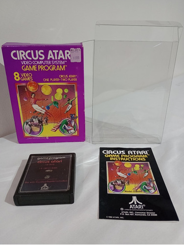 Atari 2600 Circus Atari Caja , Juego, Manual Y Protector B