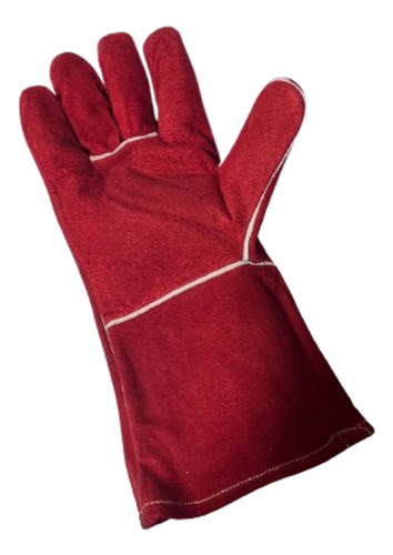 Par De Guantes Carnaza Largo Rojo Hilo Kevlar 35cm