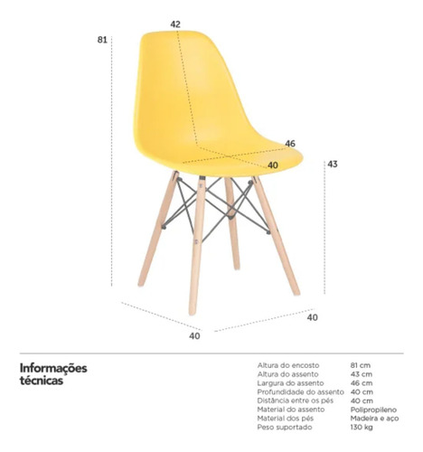 Conjunto 2 Cadeiras Eiffel Amarela Qualidade E Praticidade