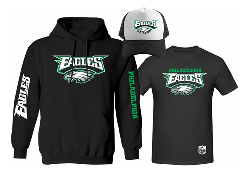 Kit Sudadera + Playera + Gorra Mod Philadelphia Eagles Nfl