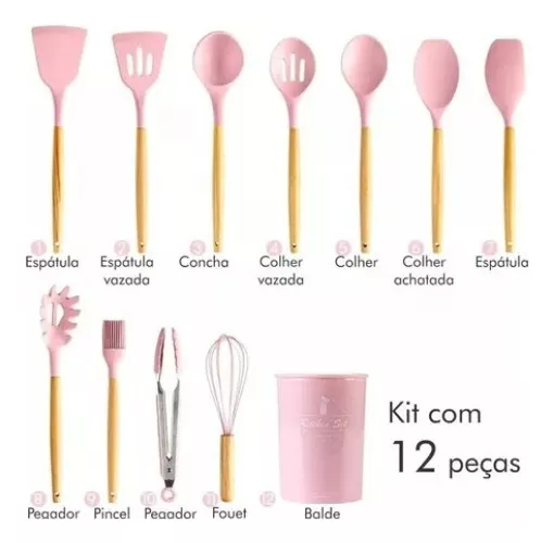 Terceira imagem para pesquisa de conjunto utensilio silicone cozinha