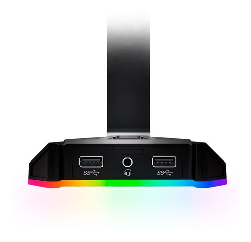 Imagen 2 de 5 de Soporte Para Audifonos Vsg Atlas Rgb Hub Usb 3.5mm Vg-hh136