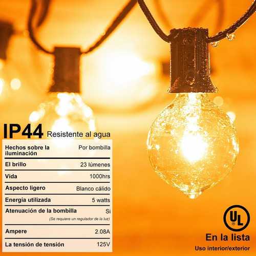 Imagen 4 de 7 de Guirnalda De Luces 27 Focos De Exterior Vintage Impermeable