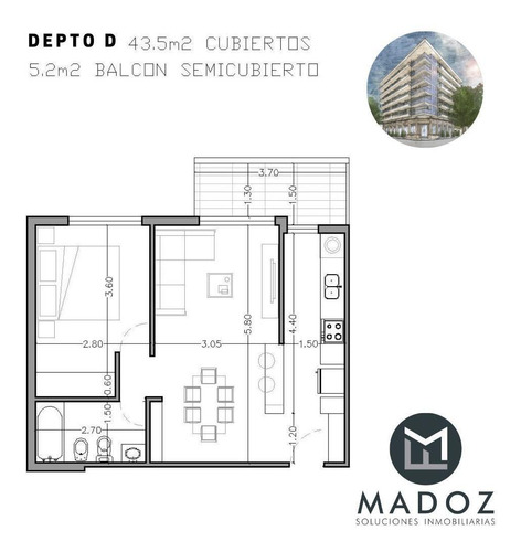 Imagen 2 de 2 de Departamento De Categoria 1 Dormitorio