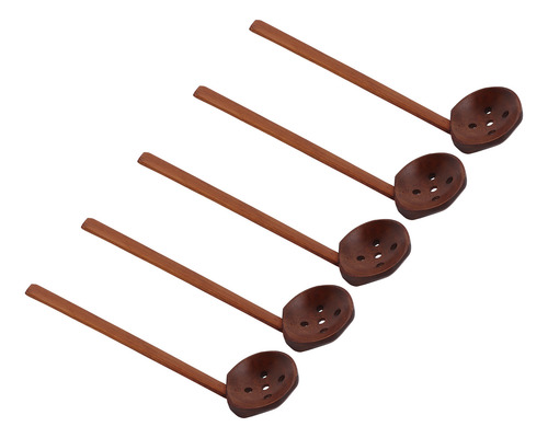 Cuchara De Madera Japonesa, 5 Cucharas, Mango Robusto, Mano