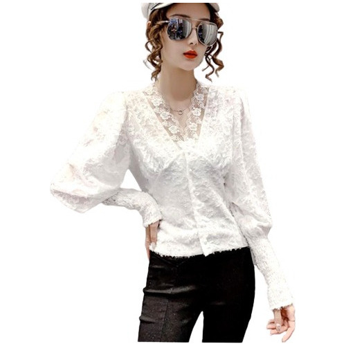 Camisa Blusa Feminina Social Elegante Bordado Babado Luxo