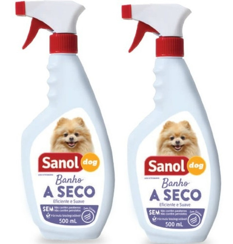 Kit 2 Banhos A Seco Sanol Dog P/ Cachorro Adultos S/ Enxague Fragrância Suave