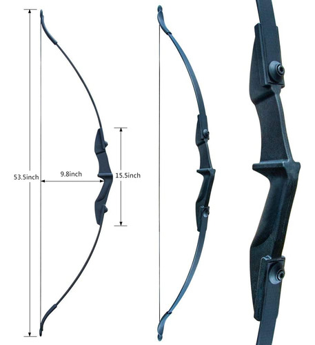 Arco Recurvo Dq Takedown 20-40lbs Para Adultos Y Jóvenes Black Ambidiestro