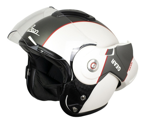 Imagen 2 de 8 de Casco Abatible Para Moto Beon B-702 Skull Titan Blanco