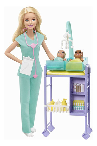 Barbie Baby Doctor - Juego Con Muñeca Rubia, 2 Muñecas In.