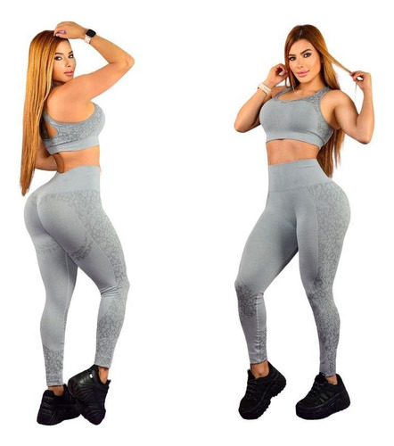 Conjunto Deportivo Leggings Sin Costuras Efecto Levanta Cola