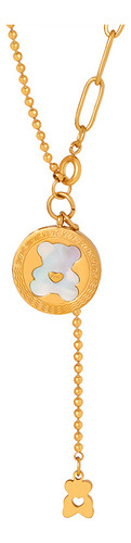 Elegante Collar De Titanio Chapado En Oro Con Colgante De Os