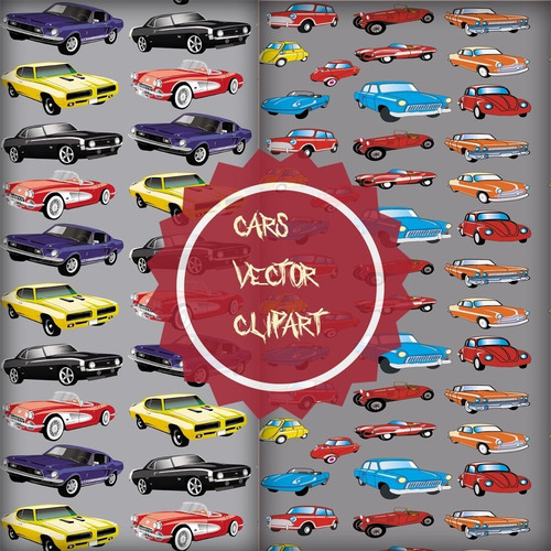 Kit Papeles Digitales Vintage Cars Alta Calidad