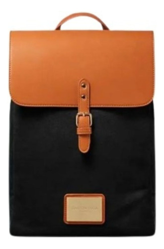 Mochila Gaston Luga Classy Negro/marrón Color Naranja Diseño de la tela Liso