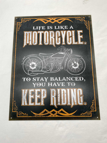 Aviso Metálico Moto Keep Riding