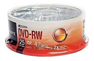 Cono X 25 Discos Dvd-rw Regrabable De 4.7gb 2x 120min Sony