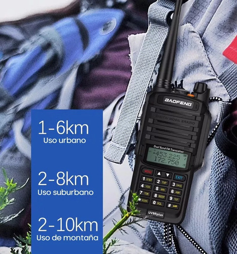 4 Radios Baofeng Uv9r Plus U/vhf Con Manos Libres Bandas 8w Negro Uhf/vuf