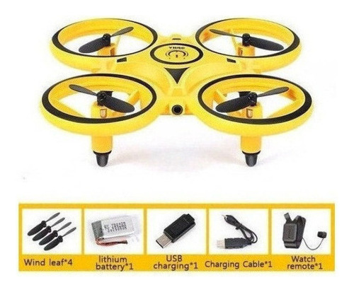Dron Cuadricóptero Acrobático Stunt Con Control De Gestos Color Amarillo