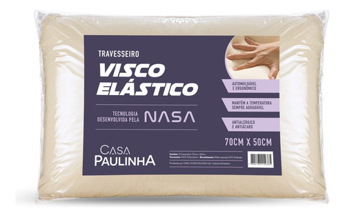 Travesseiro Viscoelastico Nasa 50cm X 70cm - 1 Peça Cor Branco