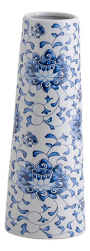 Jarrón De Cerámica Floral Azul Y, Jarrón De Para