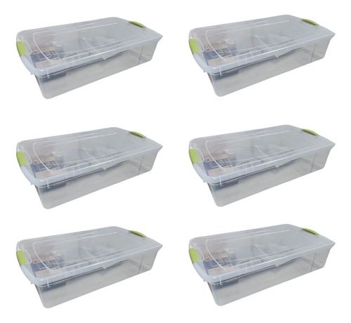 Pack 6 Cajas Organizadoras 32lts Wenco 67x40x16cm Bajo Cama