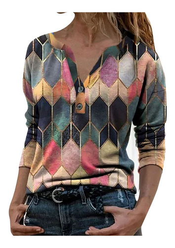 J Blusa Mujer Invierno Botones Manga Larga Escote V Fashi 20