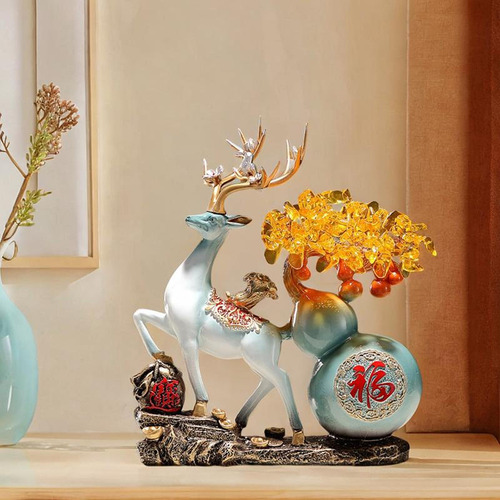 Escultura De Ciervo Feng Shui, Adorno De Mesa, Artesanía De