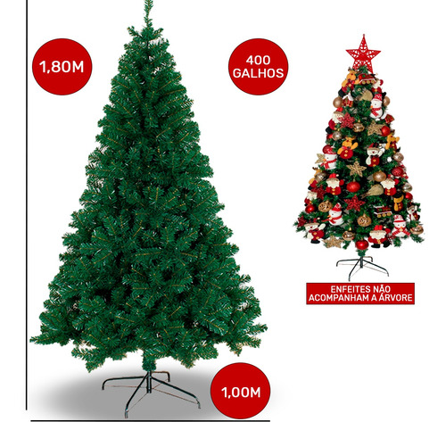 Árvore De Natal Grande Promoção Artificial Luxo 1,80m Cheia | Frete grátis