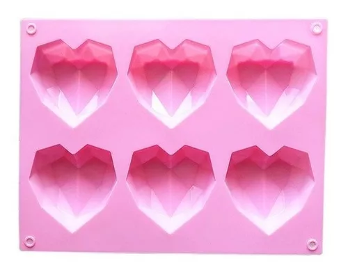 Molde Silicona Corazón Diamante 3d X6 Repostería Chocolate