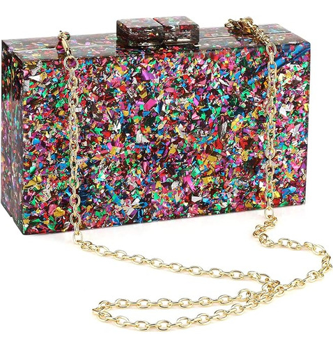 Bolso Y Monedero Metal Y Acrilico Para Mujer Multicolor