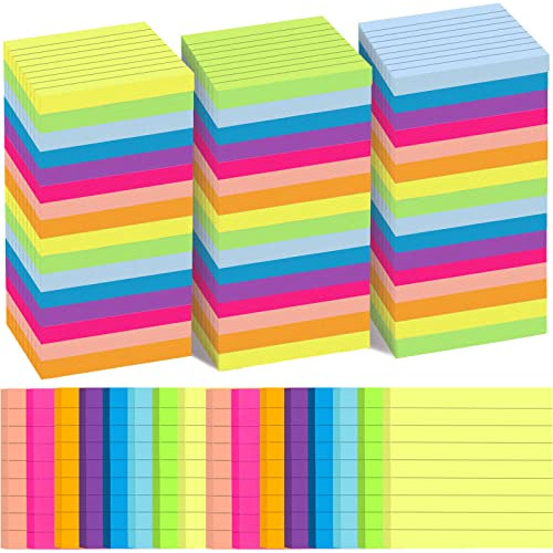 48 Pack Lined Sticky Notes 3x3 In Ruled Self Sticky Not...