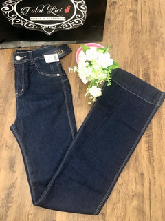 calça jeans mega flare