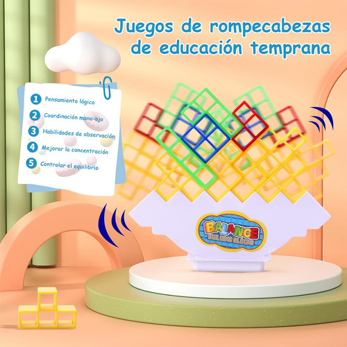 Juego Tetra Tower Game Balance, 64 Pcs De Tetris, Stack