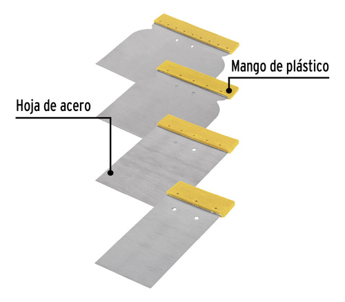 Juego De 4 Cuñas Con Mango De Plástico Pretul