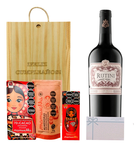 Estuche Regalo Rutini Cabernet Malbec Y Chocolates Mamuschka