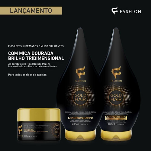Imagem 2 de 10 de Gold Hair Fashion Atacado 6 Shampoo 6 Condicionado 6 Máscara