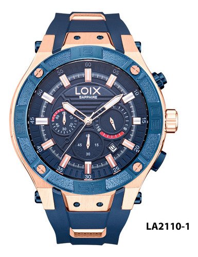 Reloj Hombre Loix® La2110-1 Azul Con Oro Rosa, Tablero Azul