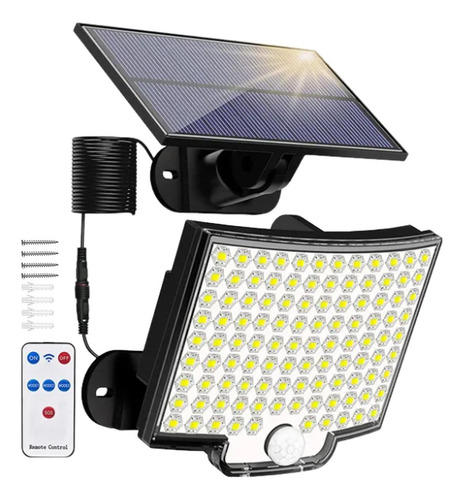 Luz Solar Recargable, Mxrla-001, 1 Caja, 106led, 2w, 3000lm, Estructura Negro
