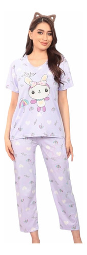 10 Pijama Fresca Dama 2pz Pantalón + Blusa Manga Corta
