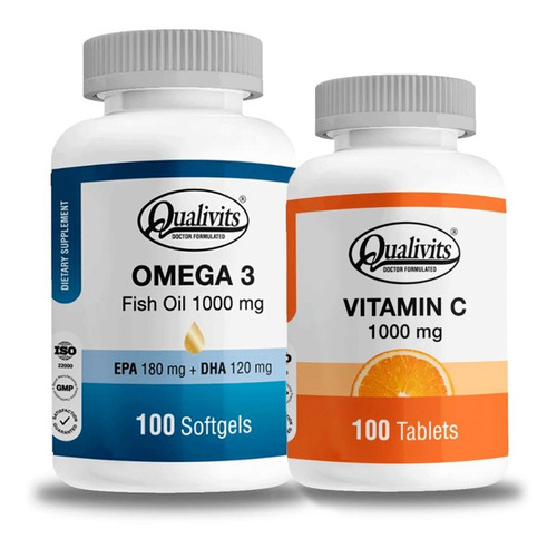 Vitamina C 1000 Mg + Omega 3 1000 Mg - Qualivits Vitaminas