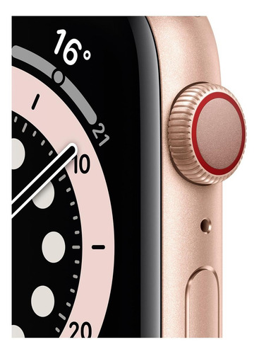 Imagem 2 de 8 de Apple Watch Series 6 (GPS+Cellular) - Caixa de alumínio dourado de 44 mm - Pulseira esportiva rosa-areia