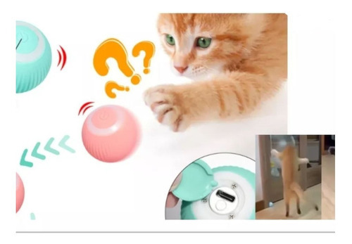 Juguete Gato Bola Interactivo Inteligente Recargable Automat Color Azul