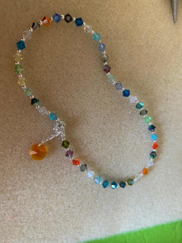 Imagen 3 de 10 de Tobillera De Cristal Sw Genuino Y Plata 925 Varios Colores