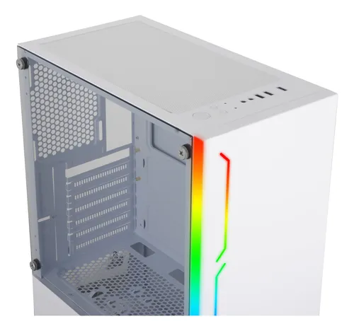 Gabinete Gamer Shot 8335 Cristal Templado Rgb Frontal Blanco